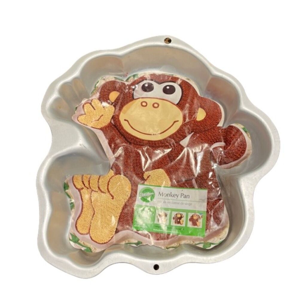 Wilton Monkey Cake Pan Aluminum Baking Mold Character Themed Silver One Size